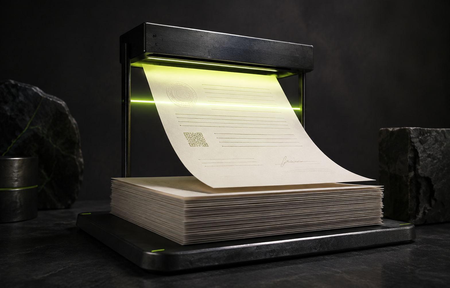 Documento atravesando un proceso de verificación automatizada